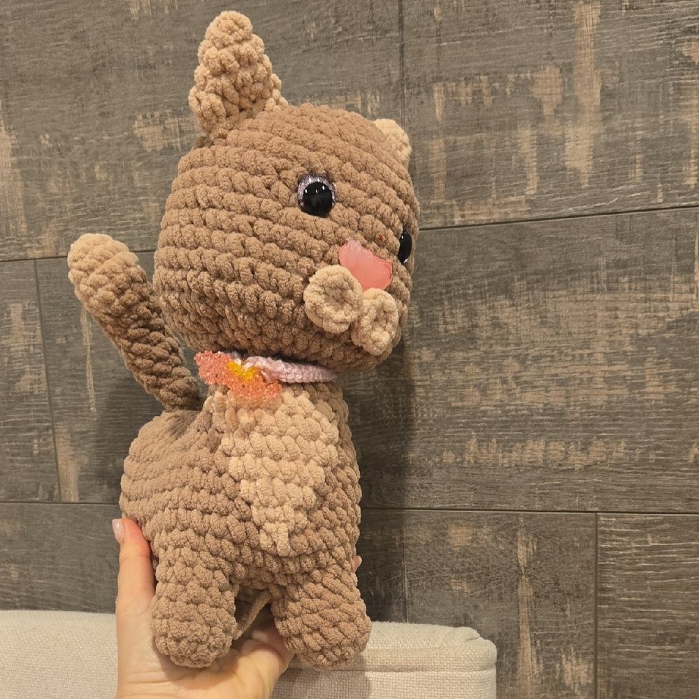 Adorable Brown Stuffed Cat Toy